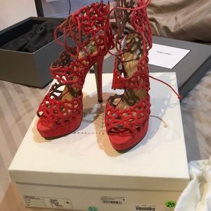 Charlotte Olympia size 8 coral platform shoes